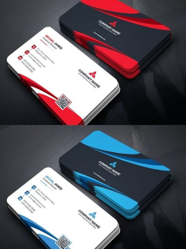 Curvy Dark Business Card - Corporate Identity Template